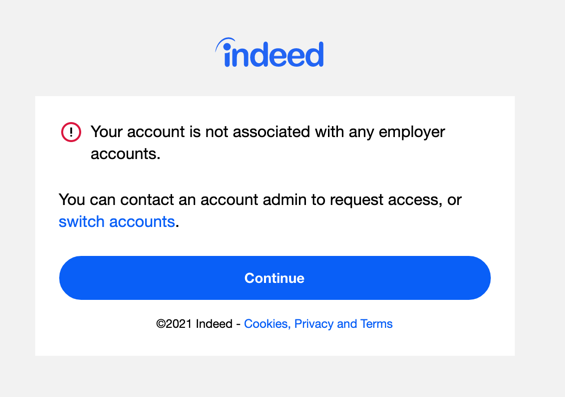 Indeed Employer Selection Screen